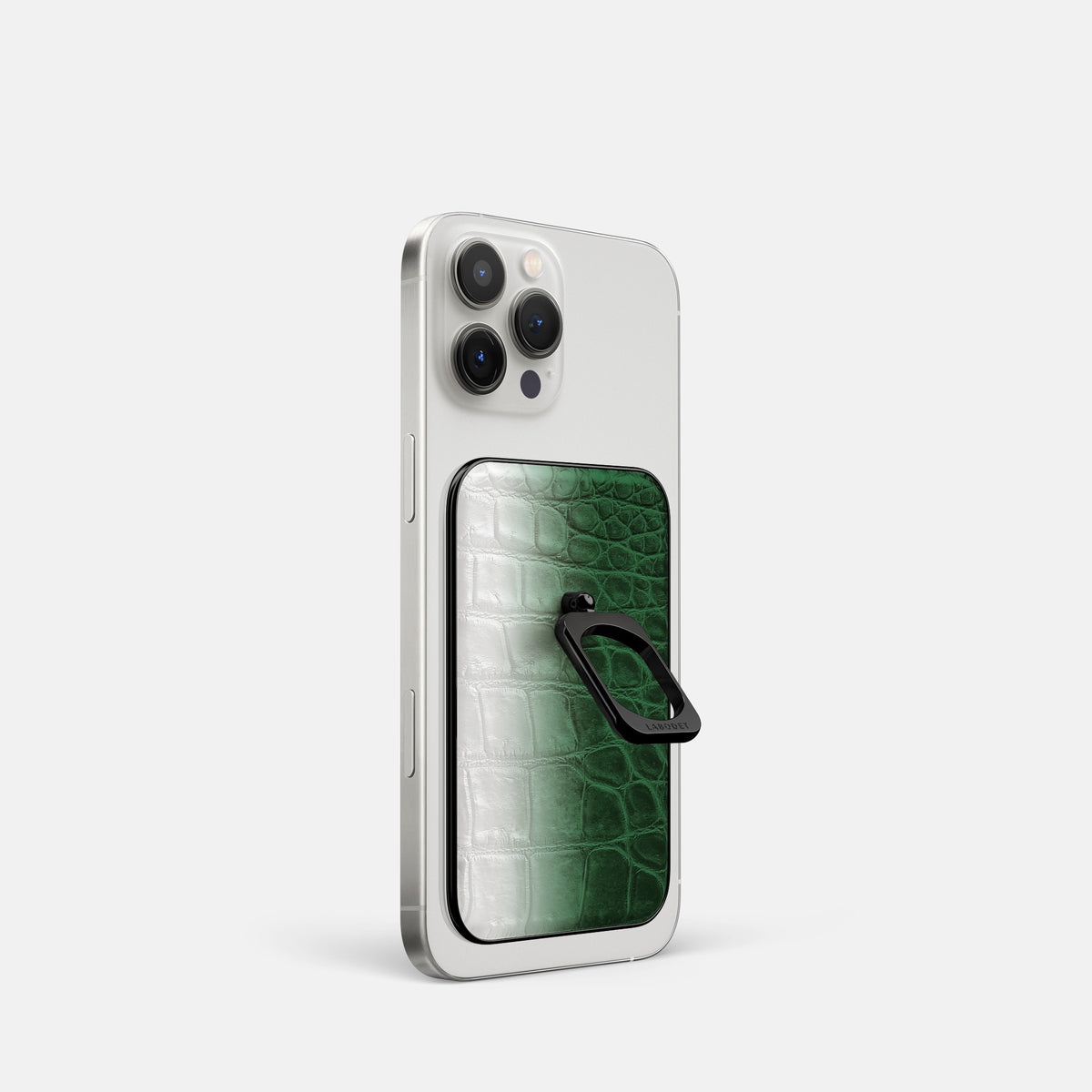 Green iPhone 16 Pro MagSafe Ring Himalayan Crocodile with Black Metal -1 | Green-Black