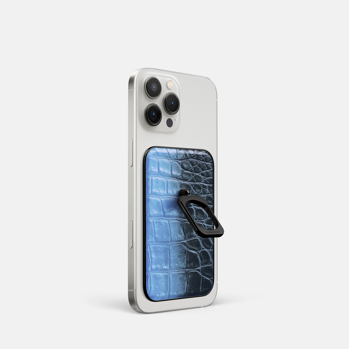 Lavender iPhone 16 Pro MagSafe Ring Himalayan Crocodile with Black Metal -1 | Lavender-Black
