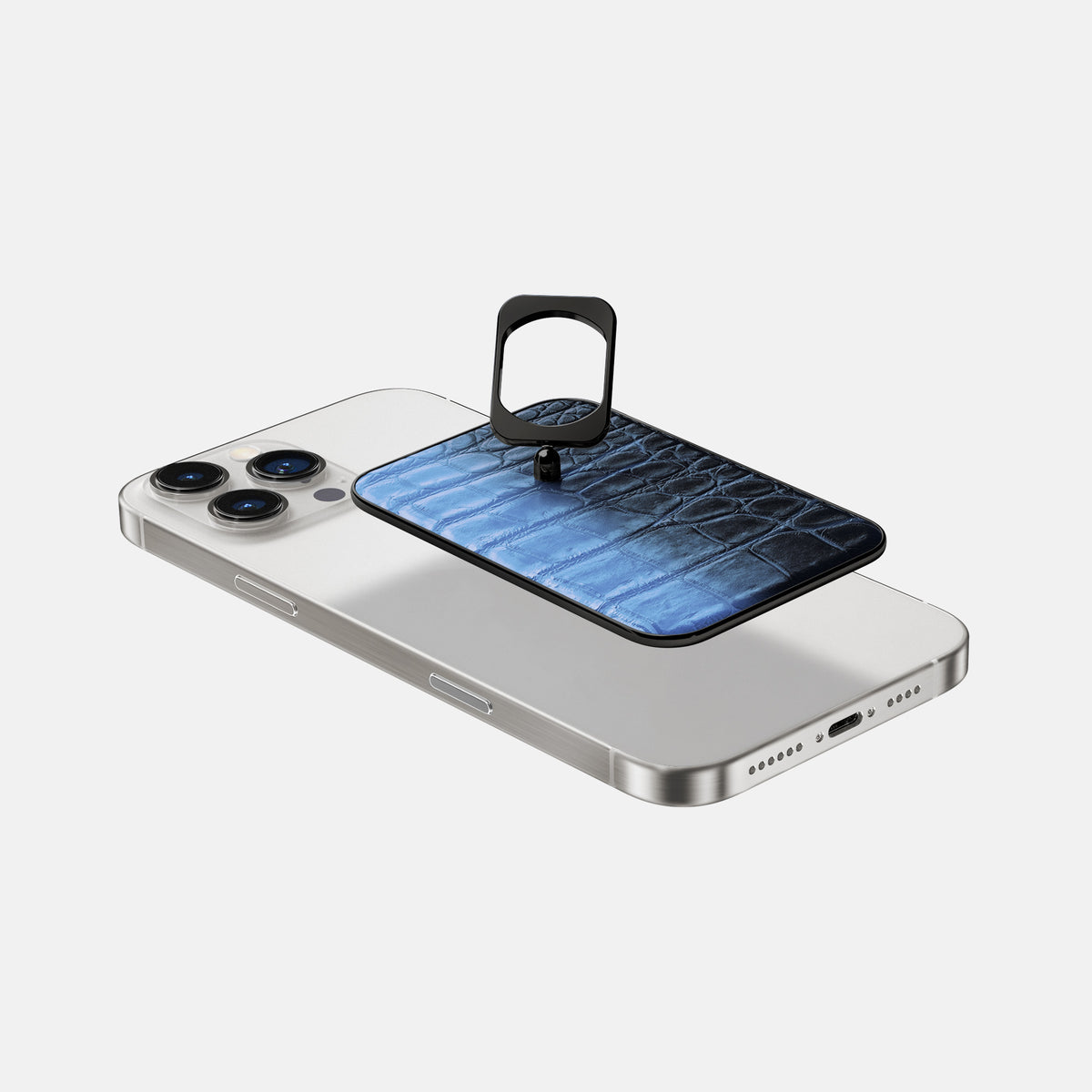Lavender iPhone 16 Pro MagSafe Ring Himalayan Crocodile with Black Metal -4 | Lavender-Black