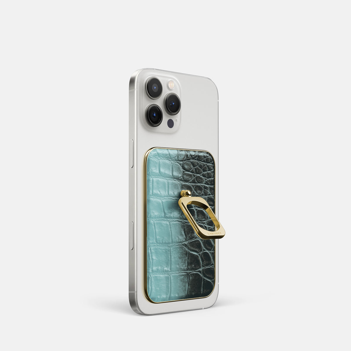 Light-Mint iPhone 16 Pro MagSafe Ring Himalayan Crocodile with Gold Metal -1 | Light-Mint-Gold