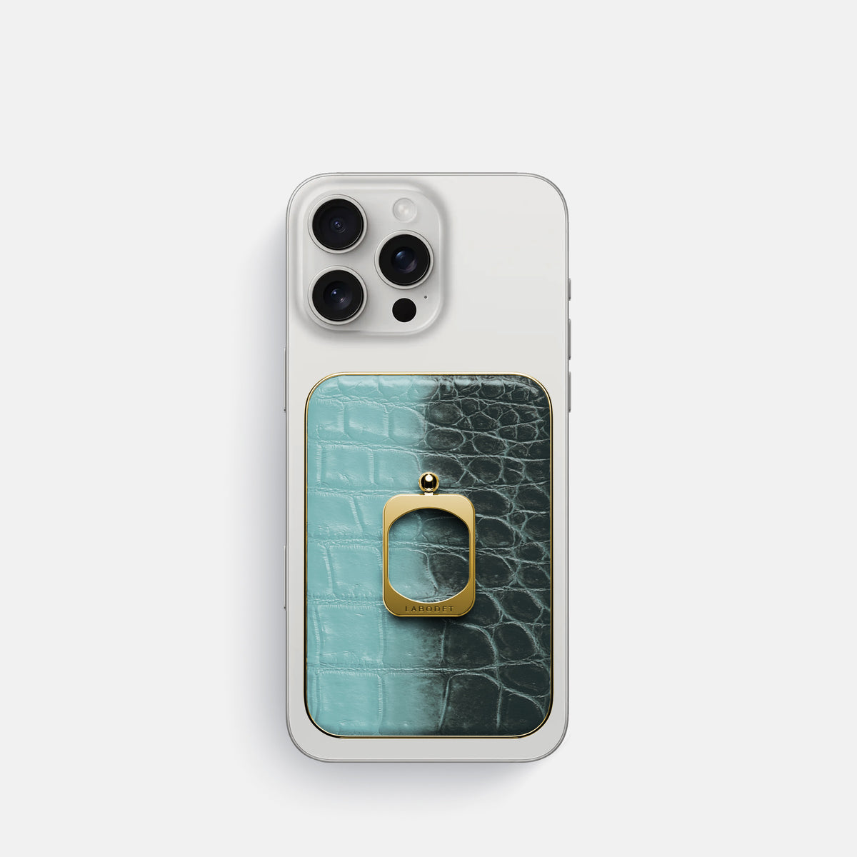 Light-Mint iPhone 16 Pro MagSafe Ring Himalayan Crocodile with Gold Metal -2 | Light-Mint-Gold