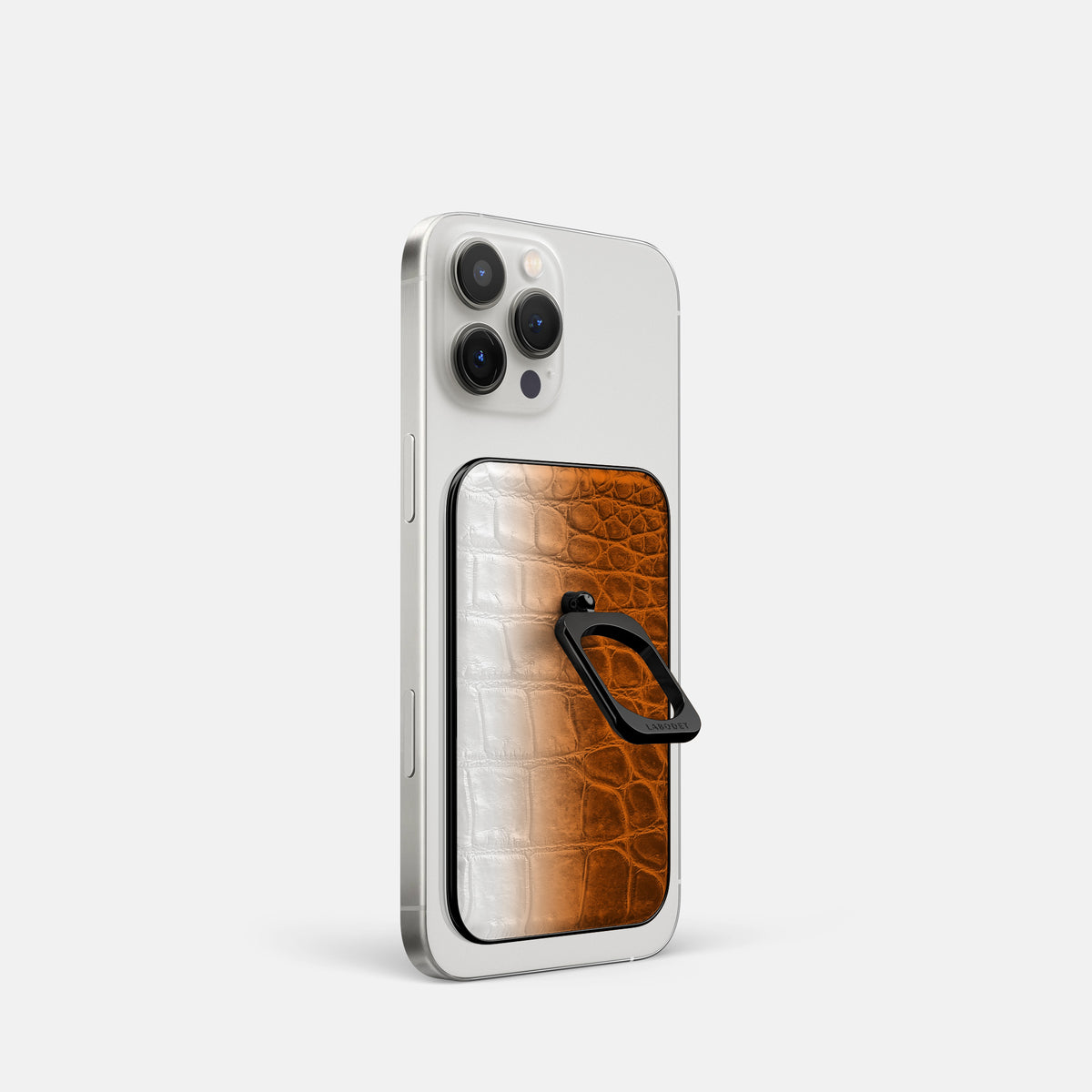 Orange iPhone 16 Pro MagSafe Ring Himalayan Crocodile with Black Metal -1 | Orange-Black