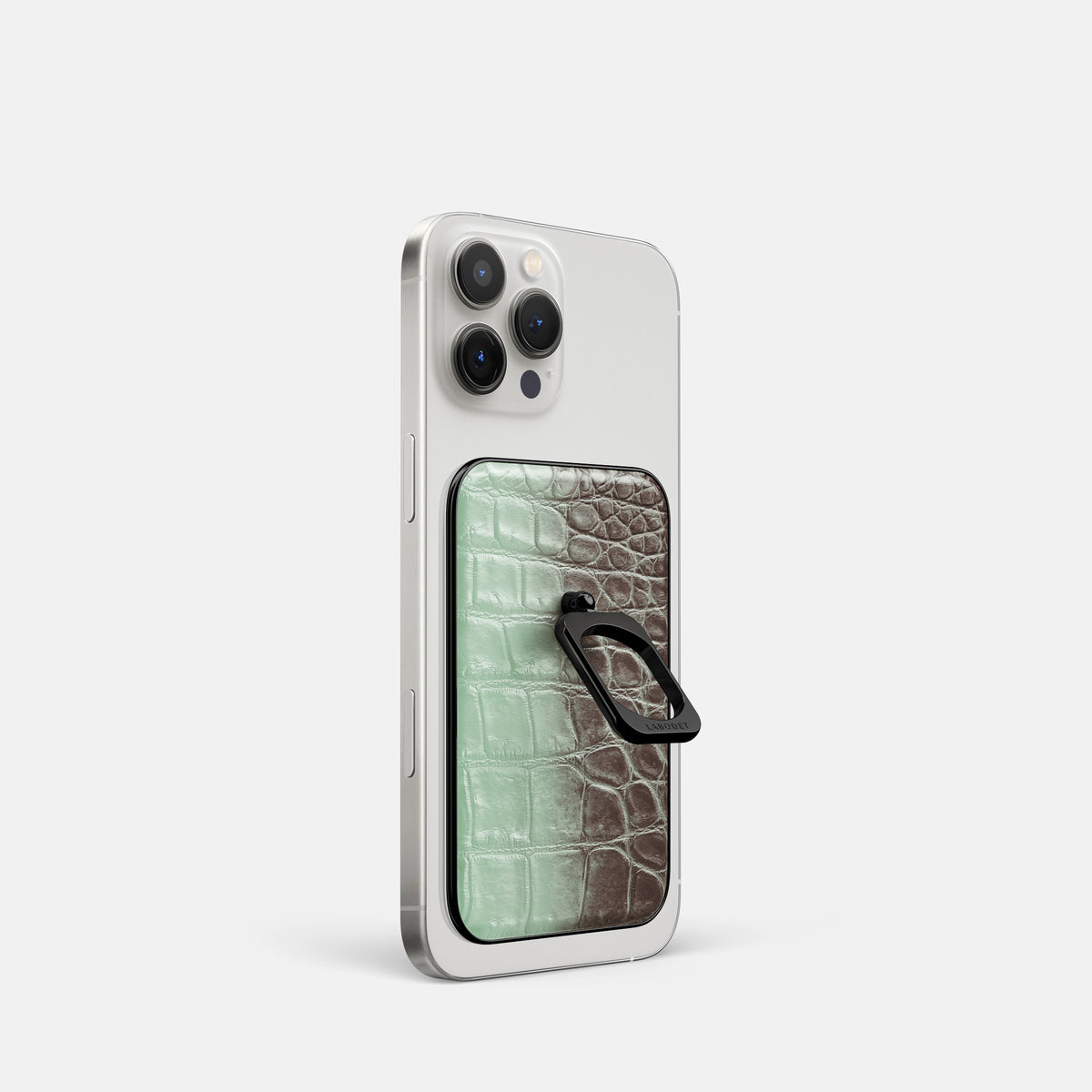 Pistachio iPhone 16 Pro MagSafe Ring Himalayan Crocodile with Black Metal -1 | Pistachio-Black