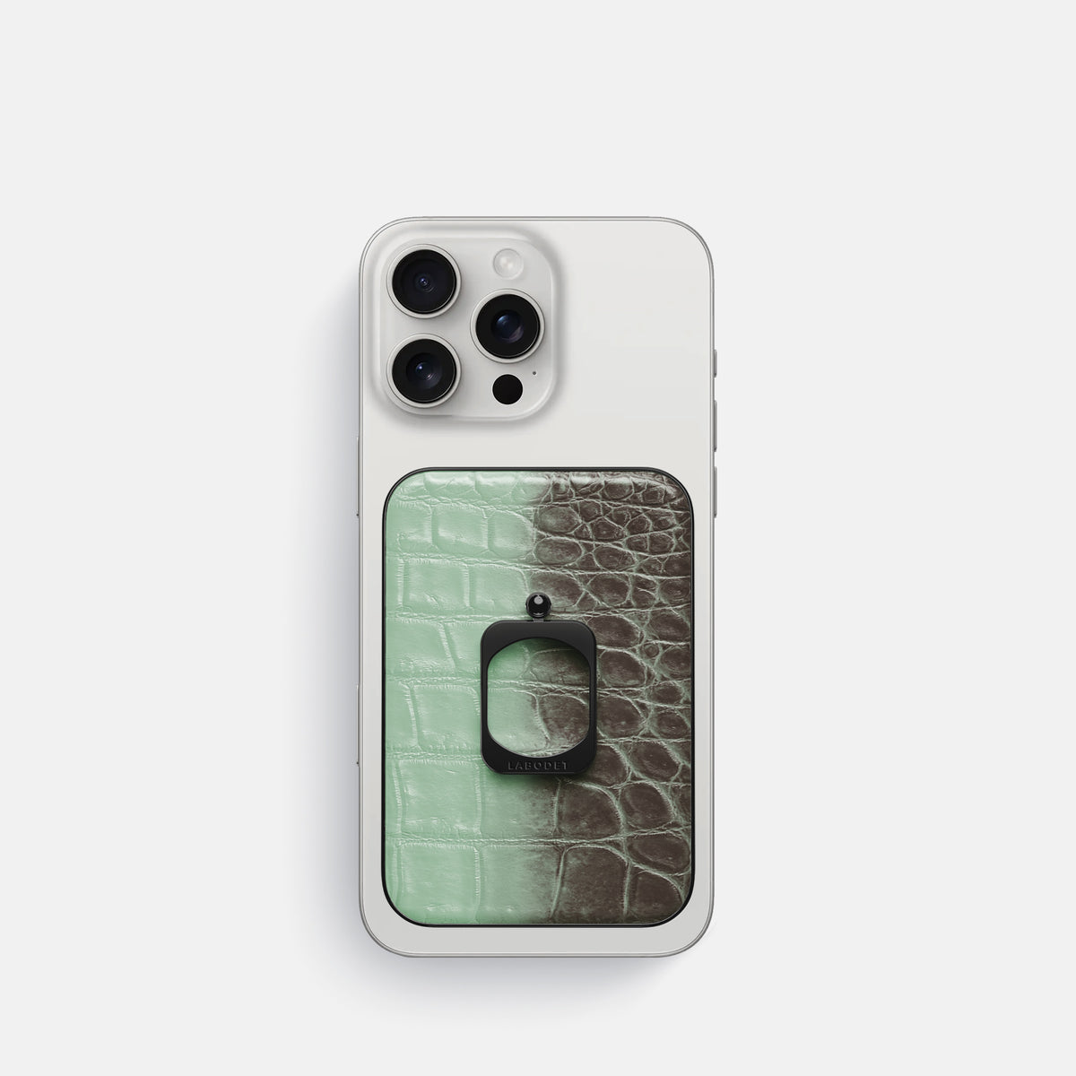 Pistachio iPhone 16 Pro MagSafe Ring Himalayan Crocodile with Black Metal -2 | Pistachio-Black