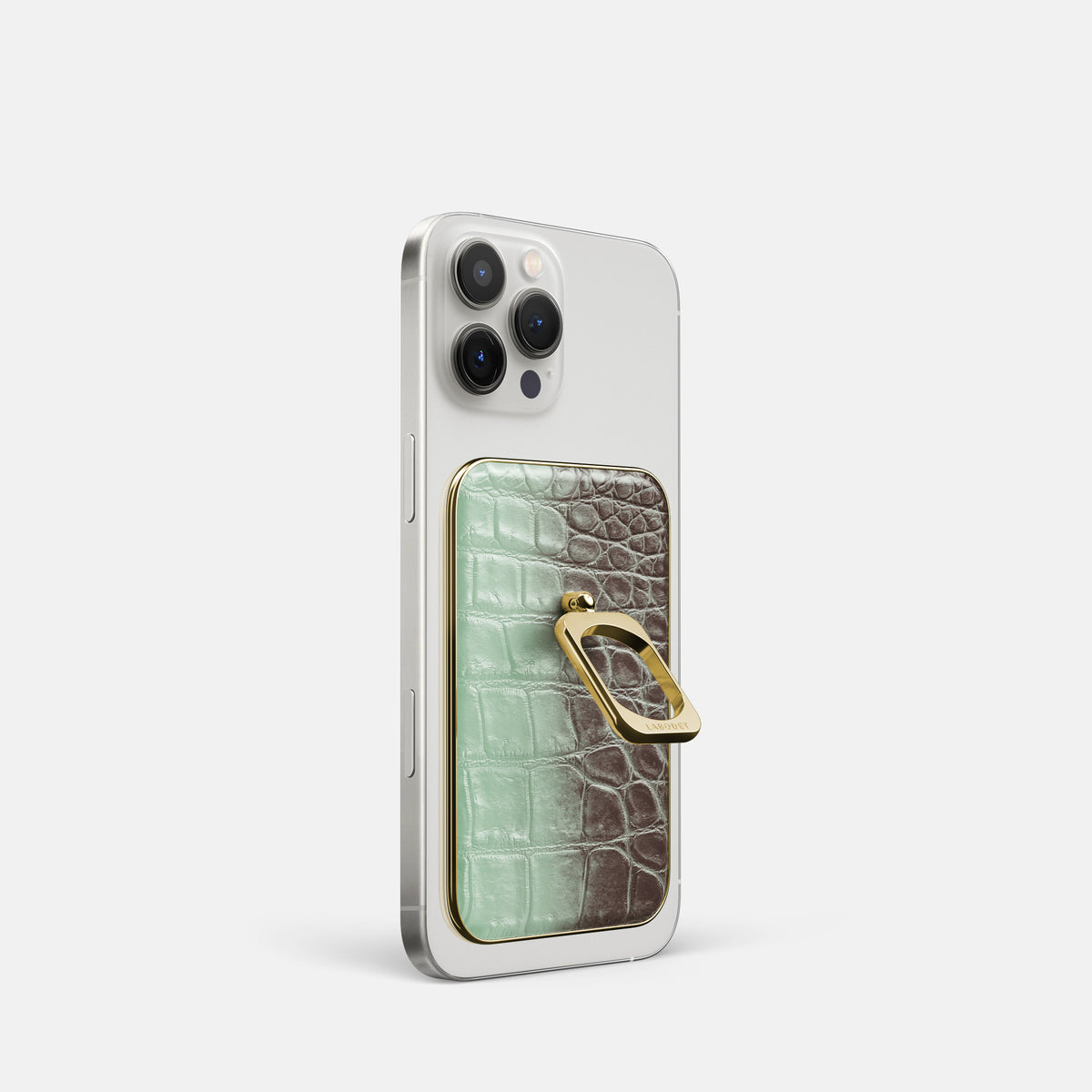 Pistachio iPhone 16 Pro MagSafe Ring Himalayan Crocodile with Gold Metal -1 | Pistachio-Gold