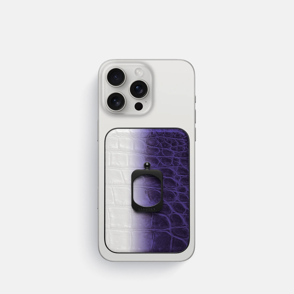 Purple iPhone 16 Pro MagSafe Ring Himalayan Crocodile with Black Metal -2 | Purple-Black