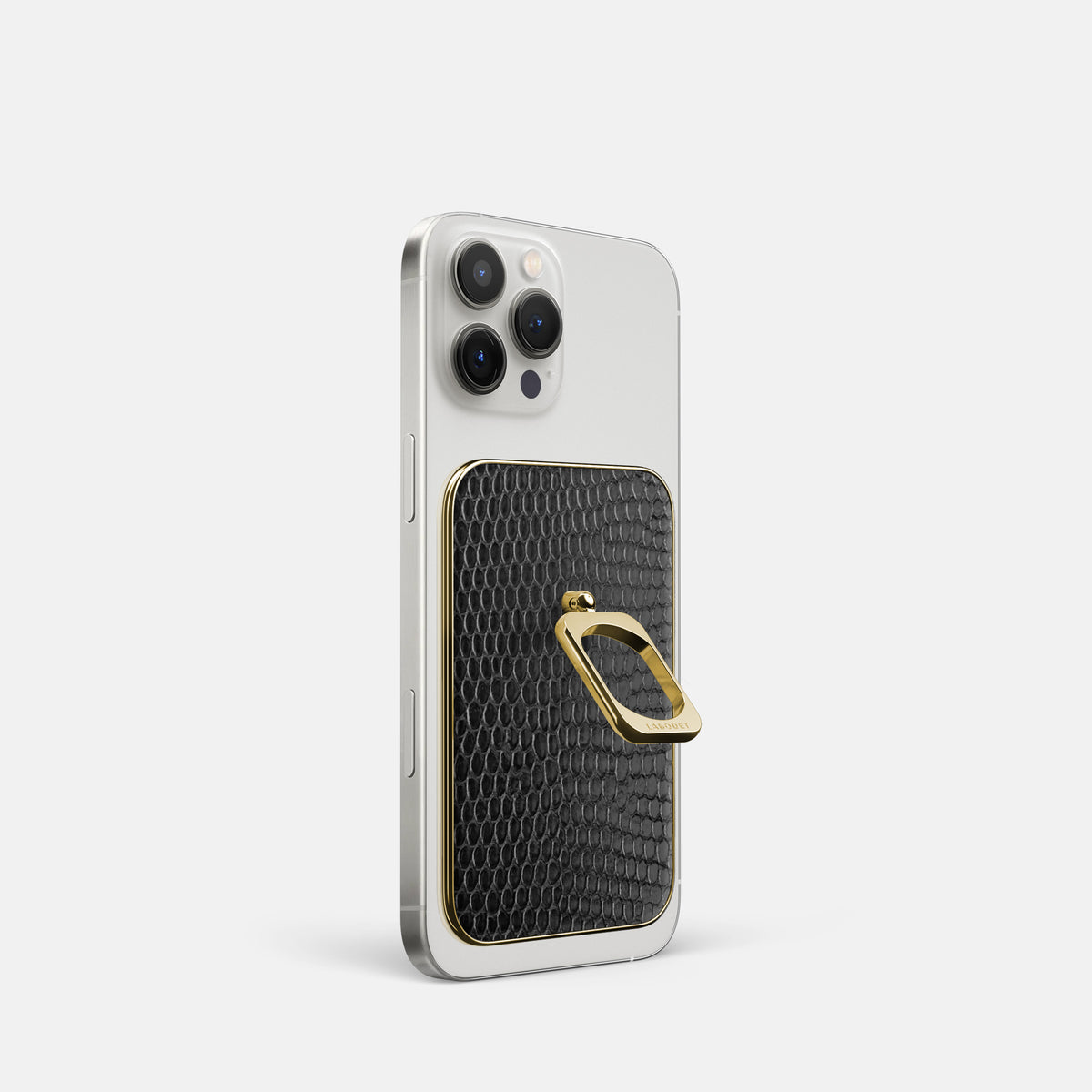 Black iPhone 16 Pro MagSafe Ring Lizard with Gold Metal -1 | Black-Gold