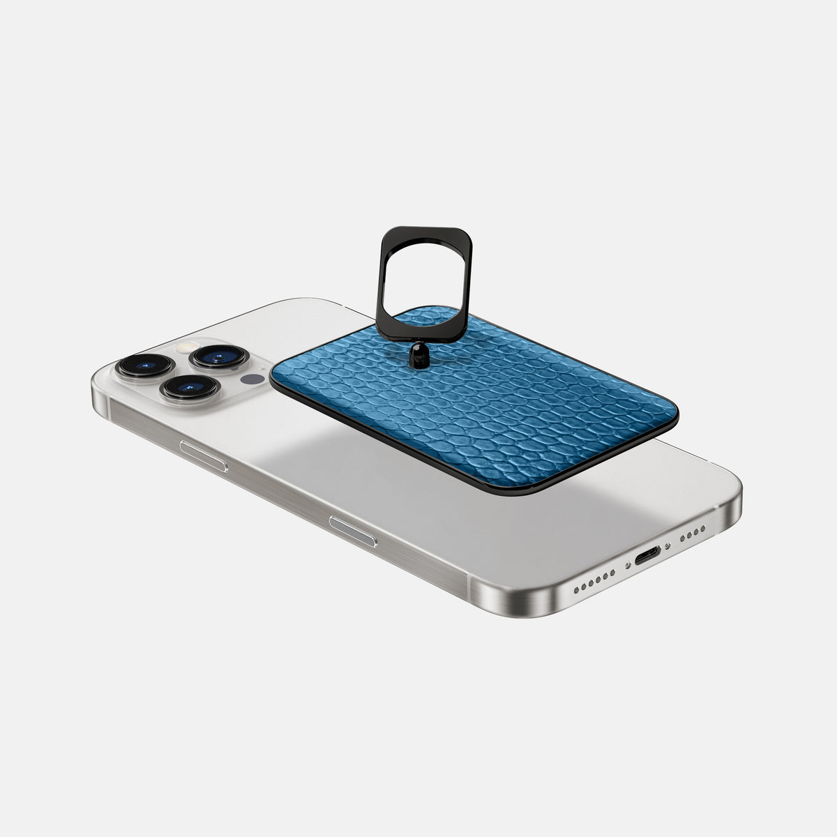 Blue iPhone 16 Pro MagSafe Ring Lizard with Black Metal -4 | Blue-Black