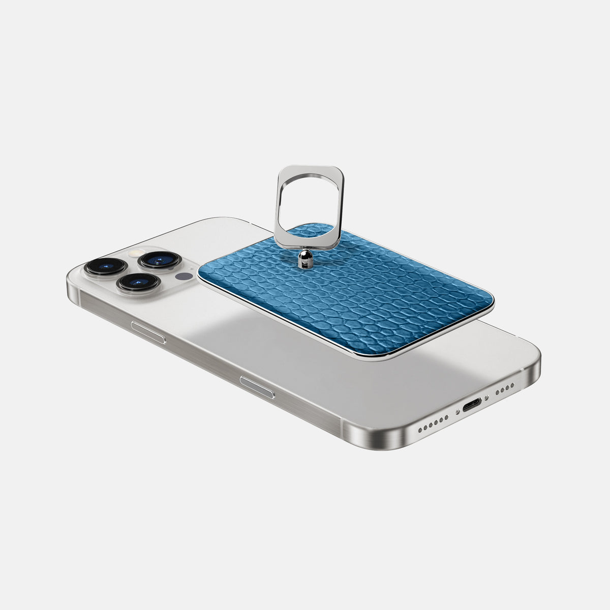 Blue iPhone 16 Pro MagSafe Ring Lizard with Steel Metal -4 | Blue-Steel