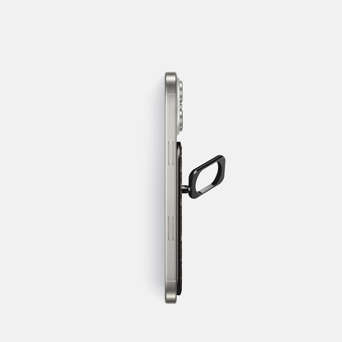Brown iPhone 16 Pro MagSafe Ring Lizard with Black Metal -3 | Brown-Black