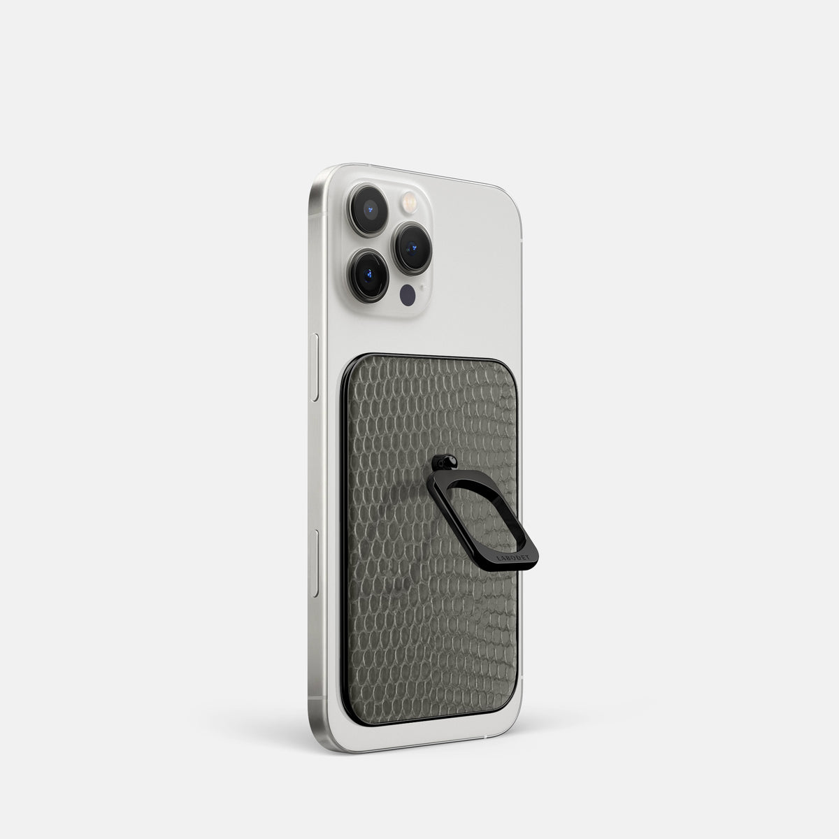 Grey iPhone 16 Pro MagSafe Ring Lizard with Black Metal -1 | Grey-Black