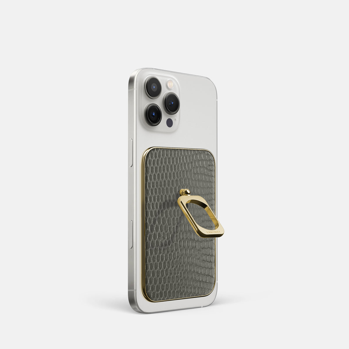 Grey iPhone 16 Pro MagSafe Ring Lizard with Gold Metal -1 | Grey-Gold