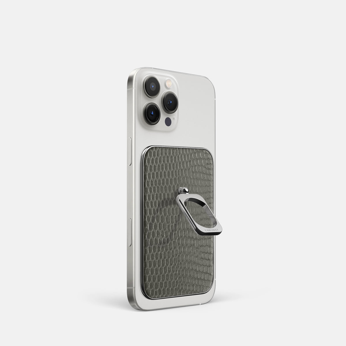 Grey iPhone 16 Pro MagSafe Ring Lizard with Steel Metal -1 | Grey-Steel