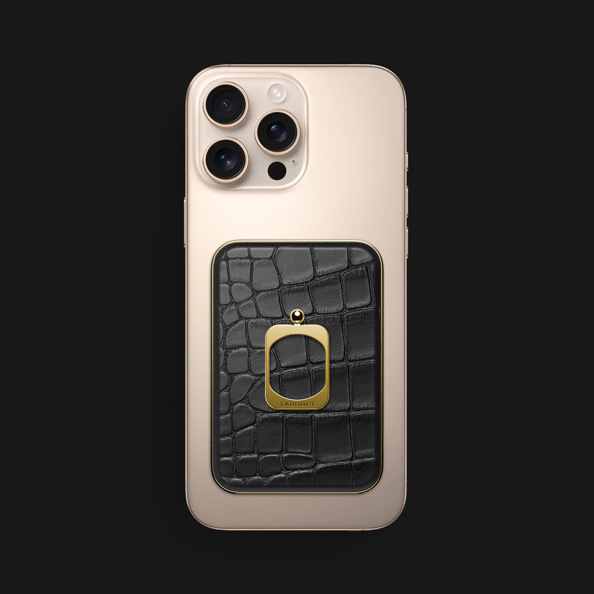 iPhone 16 Pro Max MagSafe Ring Edition-Black Alligator with Gold Metal -1 | Edition-Black-Gold