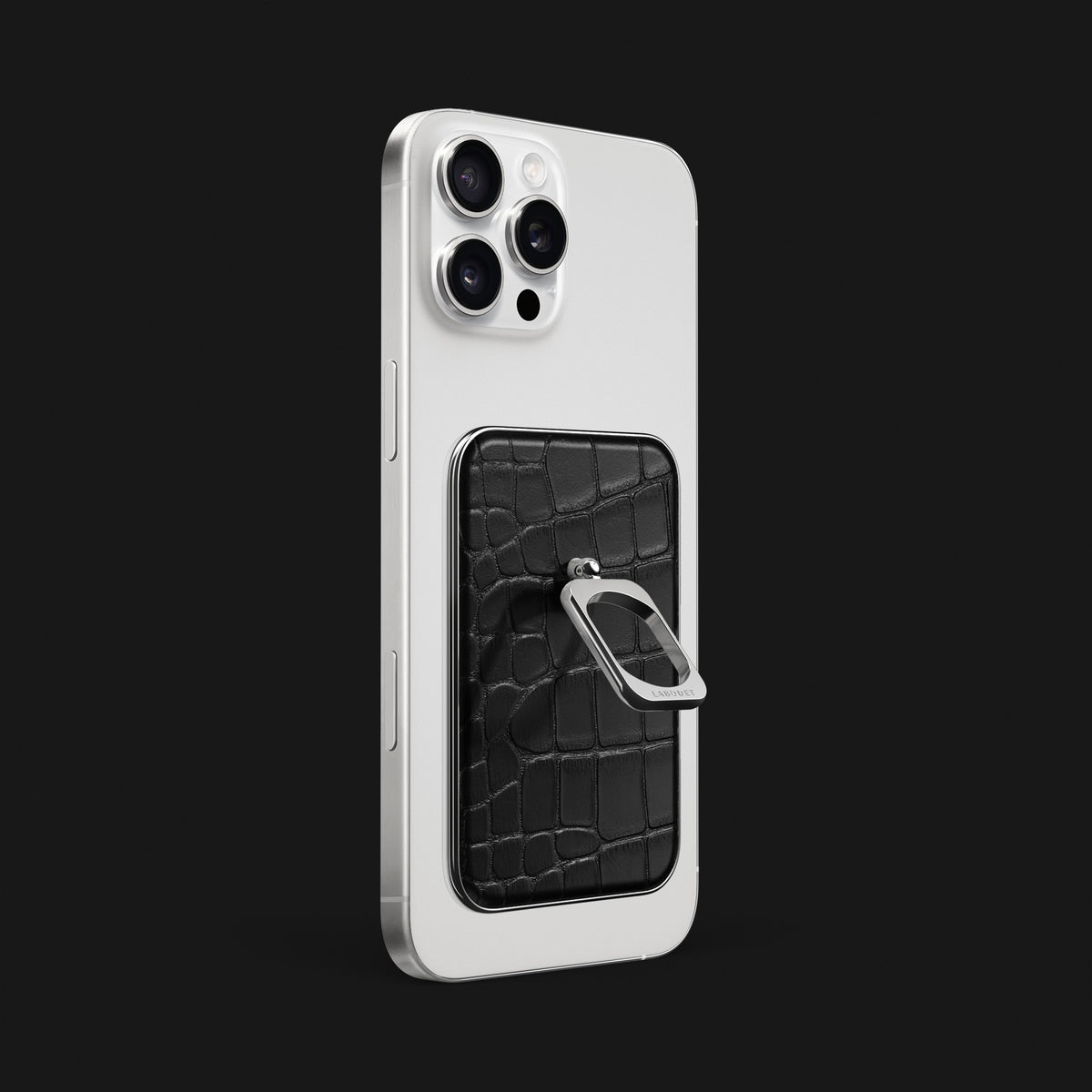 iPhone 16 Pro Max MagSafe Ring Edition-Black Alligator with Steel Metal -2 | Edition-Black-Steel