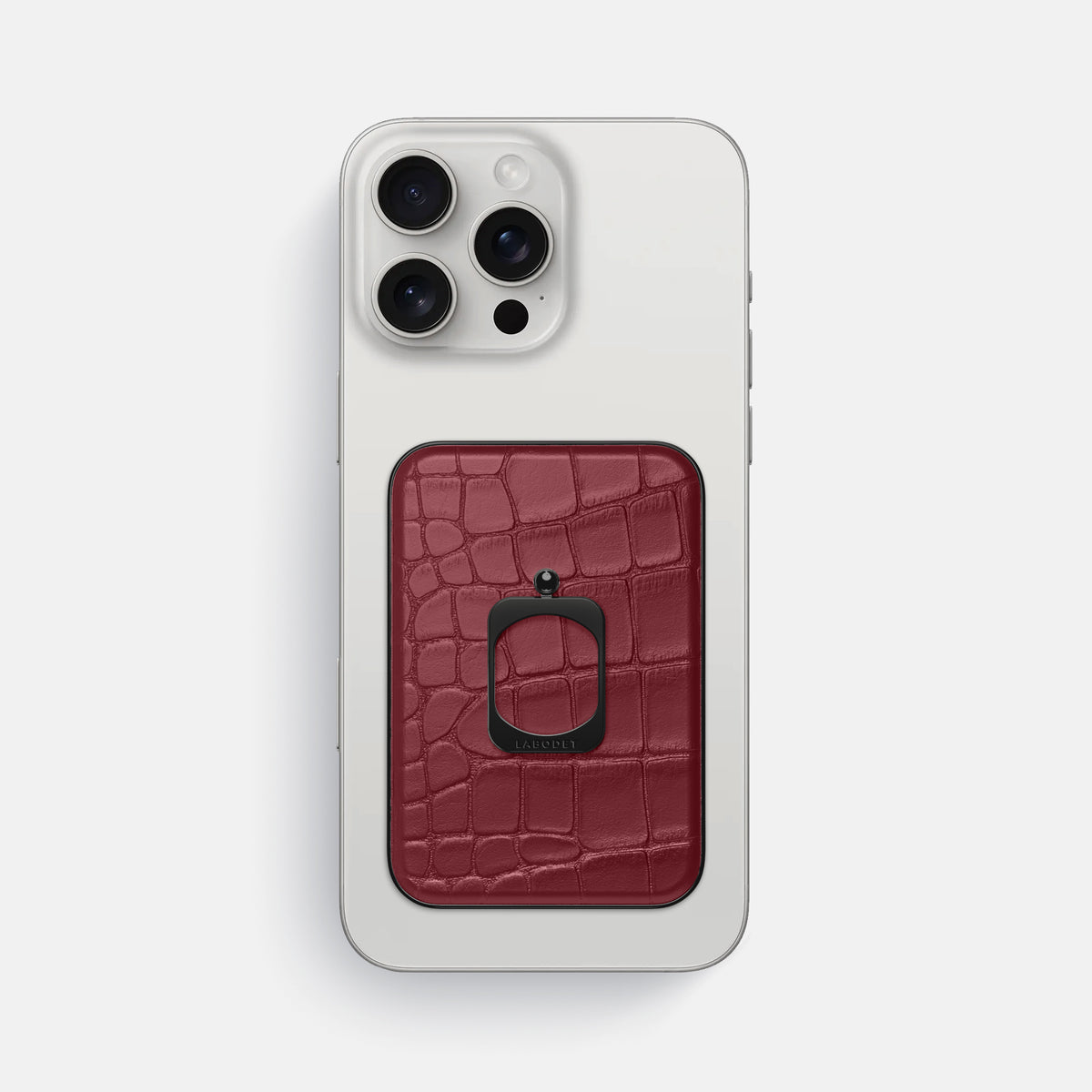 Burgundy iPhone 16 Pro Max MagSafe Ring Alligator with Black Metal -2 | Burgundy-Black