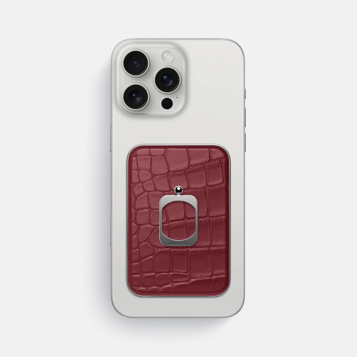 Burgundy iPhone 16 Pro Max MagSafe Ring Alligator with Steel Metal -2 | Burgundy-Steel