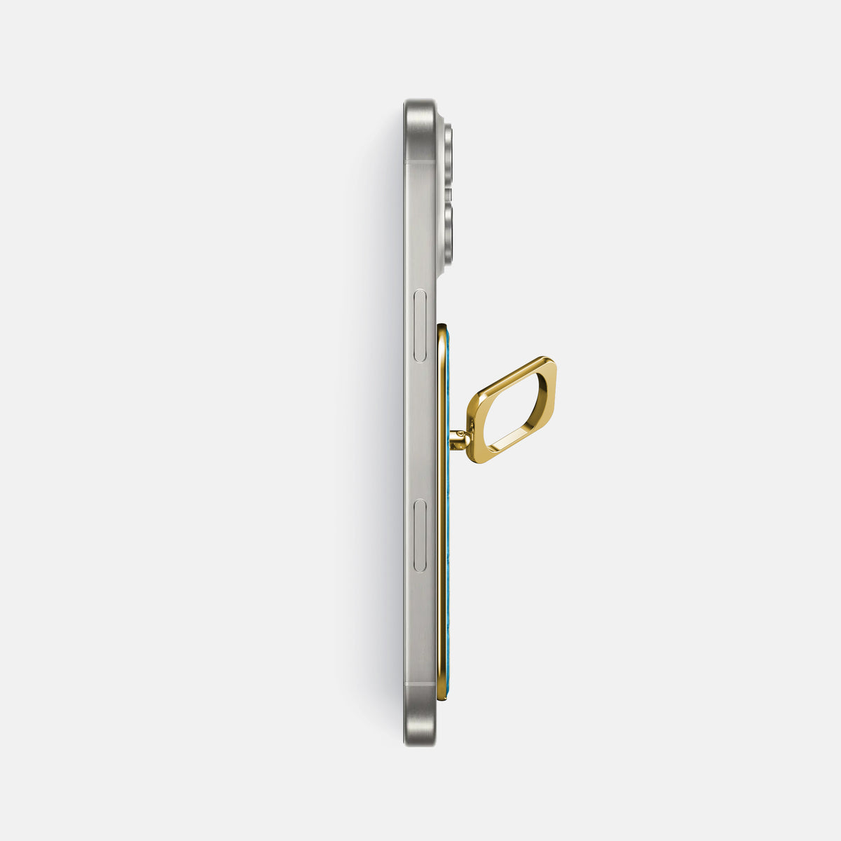 Curaçao-Blue iPhone 16 Pro Max MagSafe Ring Alligator with Gold Metal -3 | Curaçao-Blue-Gold