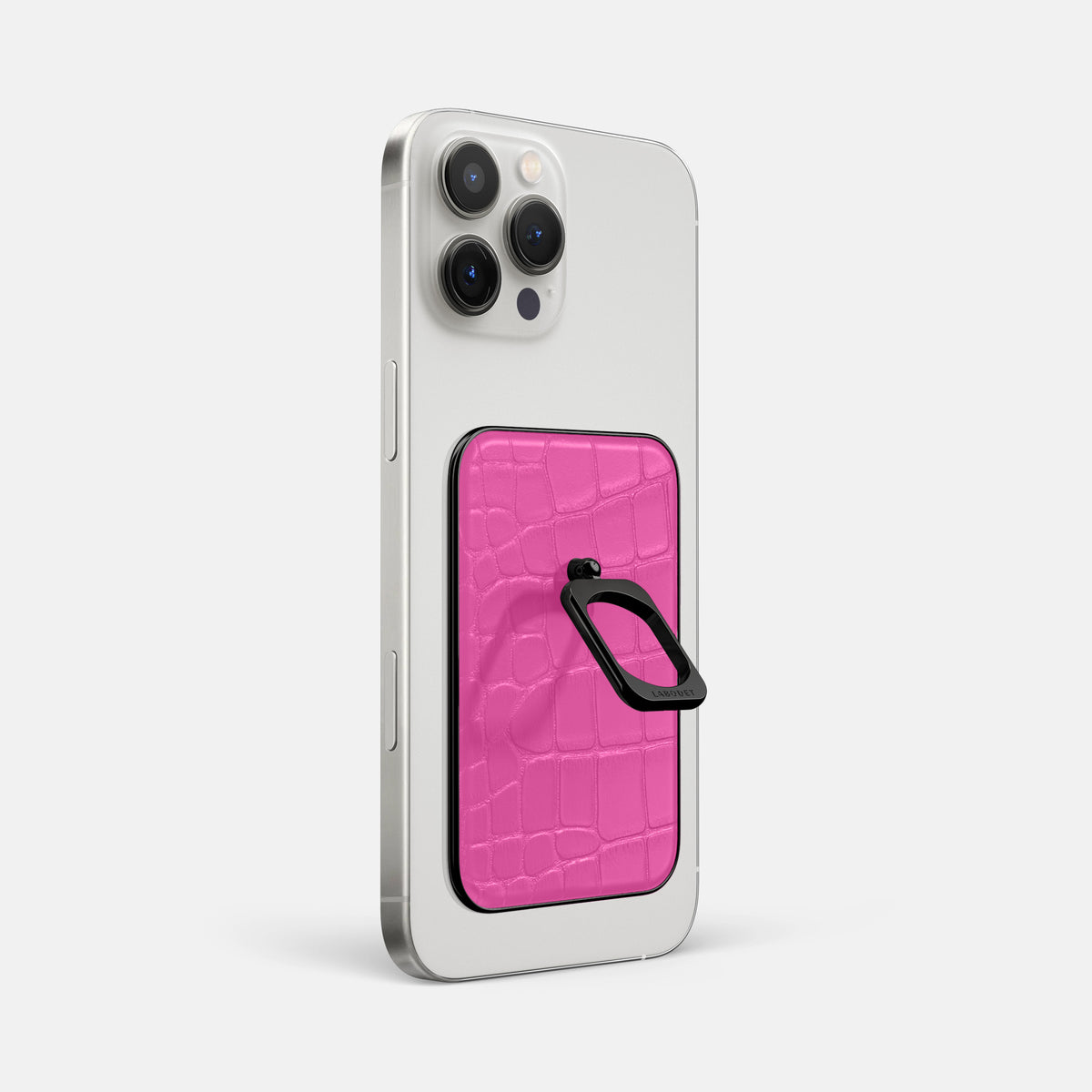 Fuchsia iPhone 16 Pro Max MagSafe Ring Alligator with Black Metal -1 | Fuchsia-Black