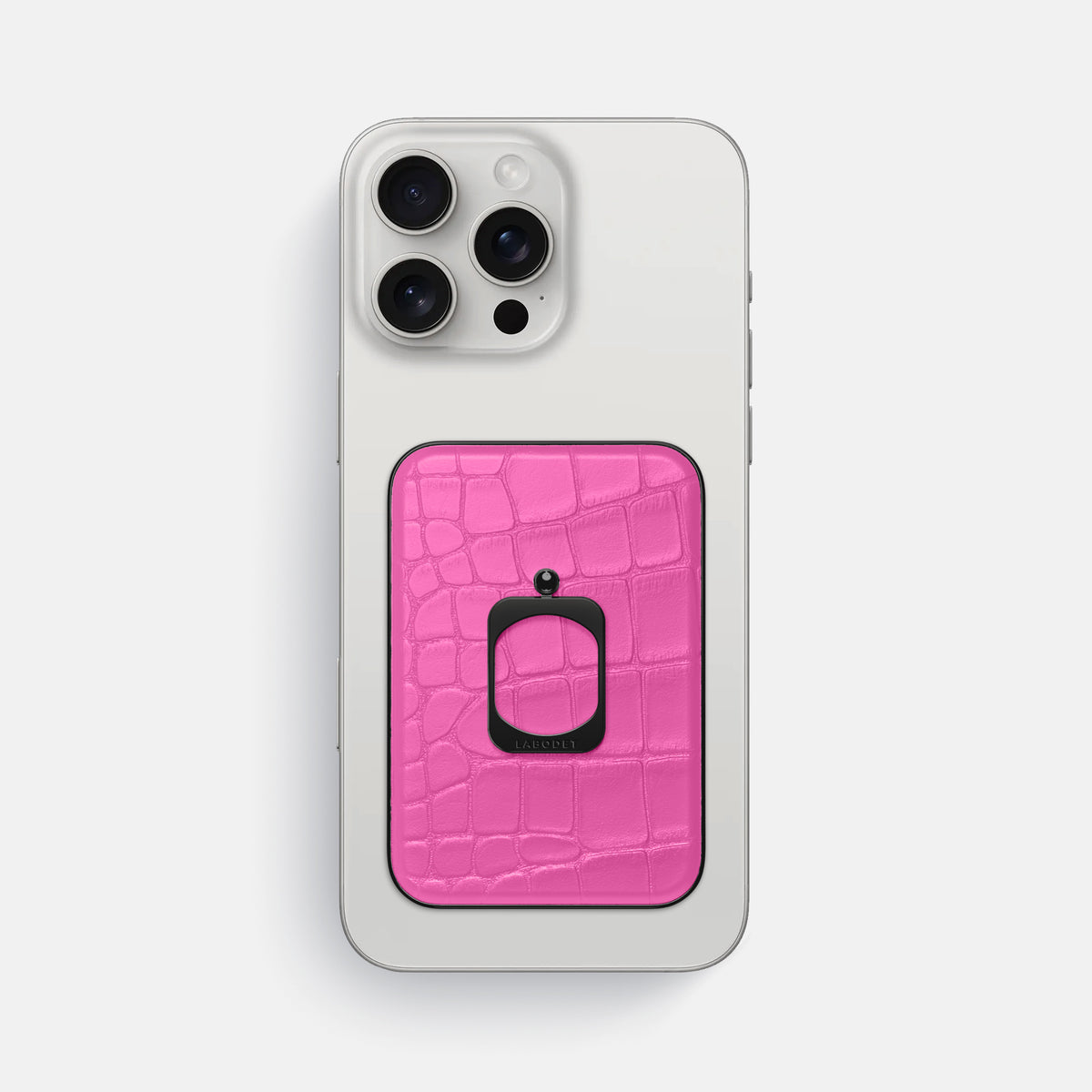 Fuchsia iPhone 16 Pro Max MagSafe Ring Alligator with Black Metal -2 | Fuchsia-Black