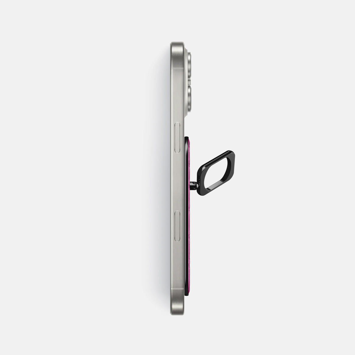 Fuchsia iPhone 16 Pro Max MagSafe Ring Alligator with Black Metal -3 | Fuchsia-Black
