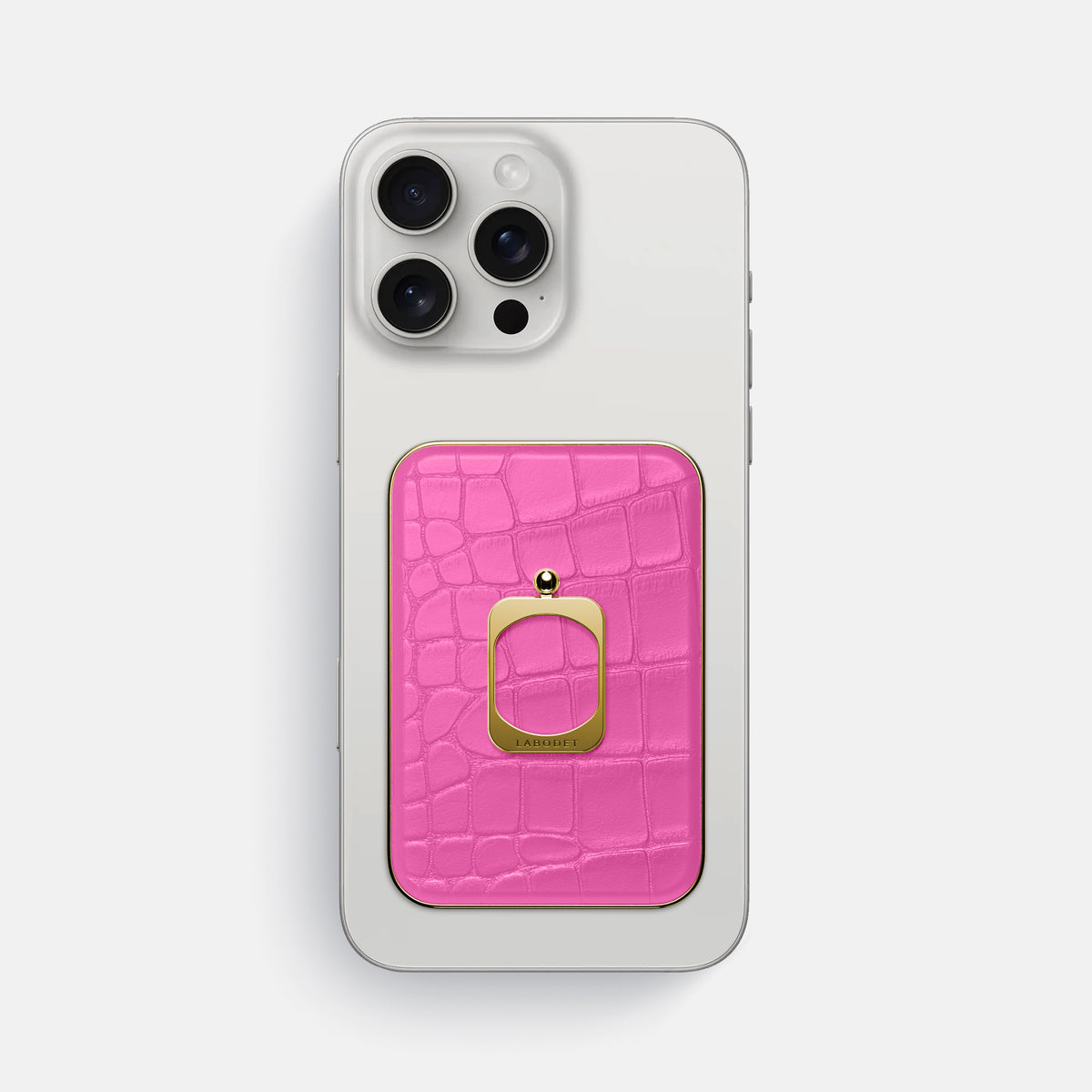 Fuchsia iPhone 16 Pro Max MagSafe Ring Alligator with Gold Metal -2 | Fuchsia-Gold