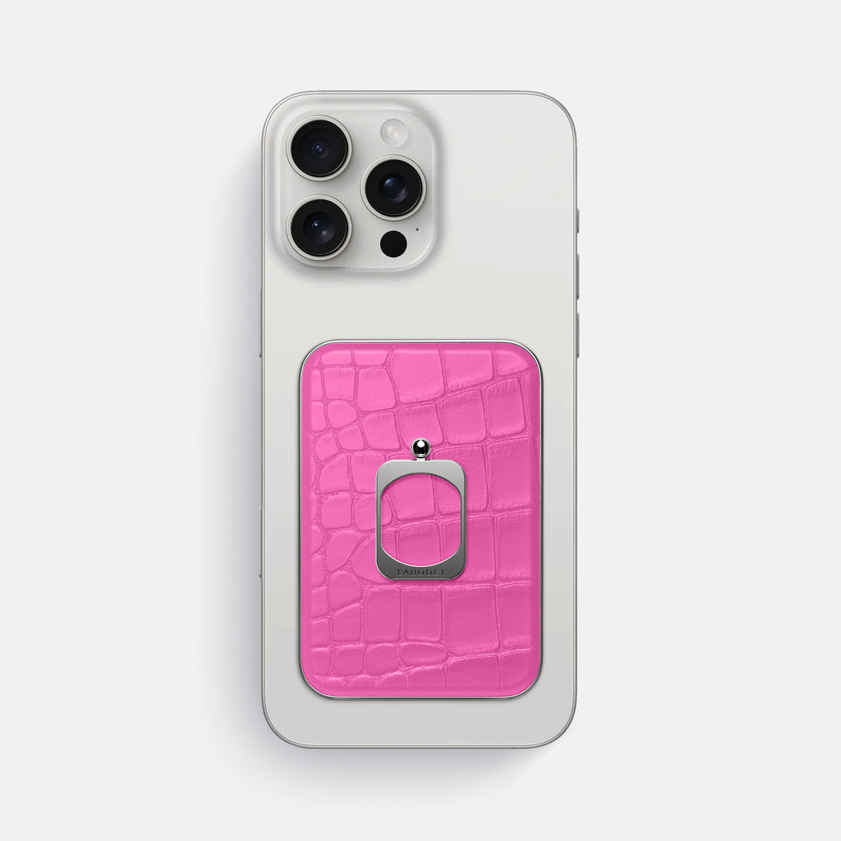 Fuchsia iPhone 16 Pro Max MagSafe Ring Alligator with Steel Metal -2 | Fuchsia-Steel