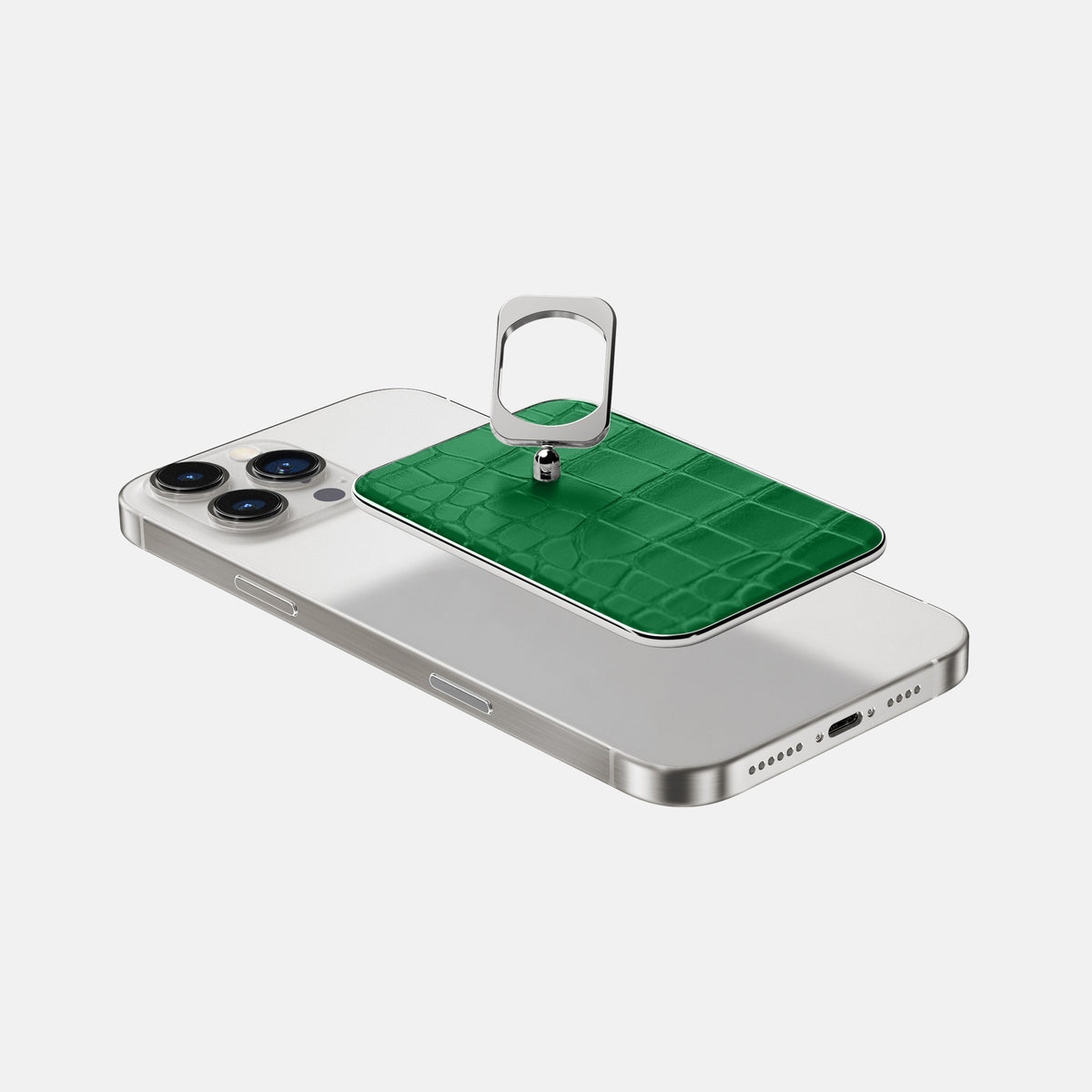 Forest-Green iPhone 16 Pro Max MagSafe Ring In Alligator with Steel Metal -4 | Forest-Green-Steel