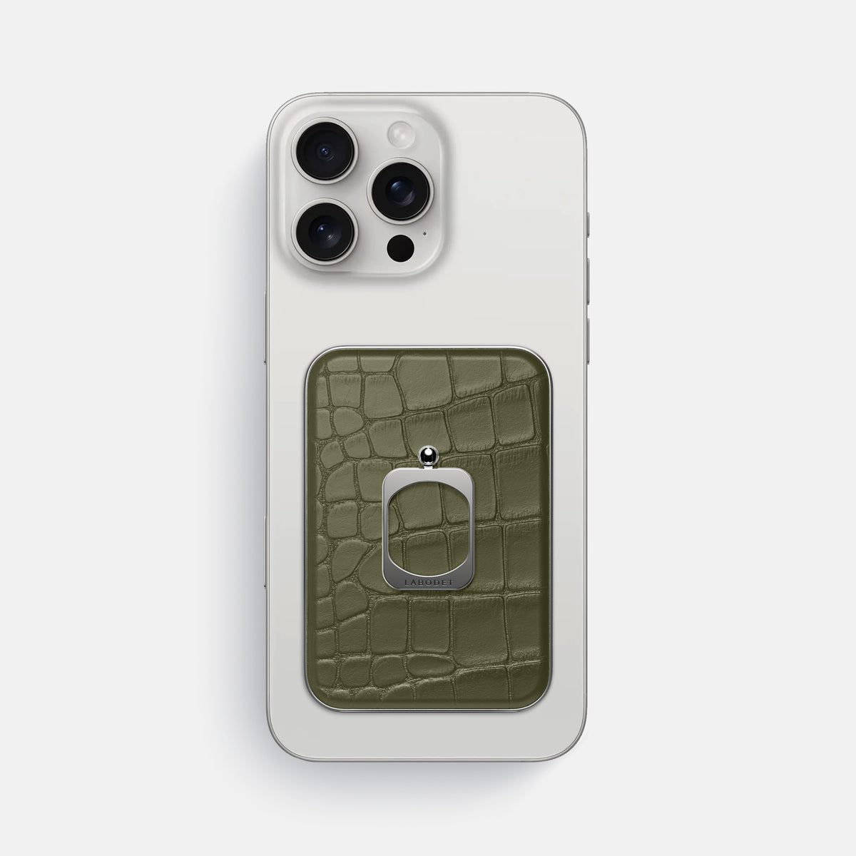 Kaki-Green iPhone 16 Pro Max MagSafe Ring Alligator with Steel Metal -2 | Kaki-Green-Steel