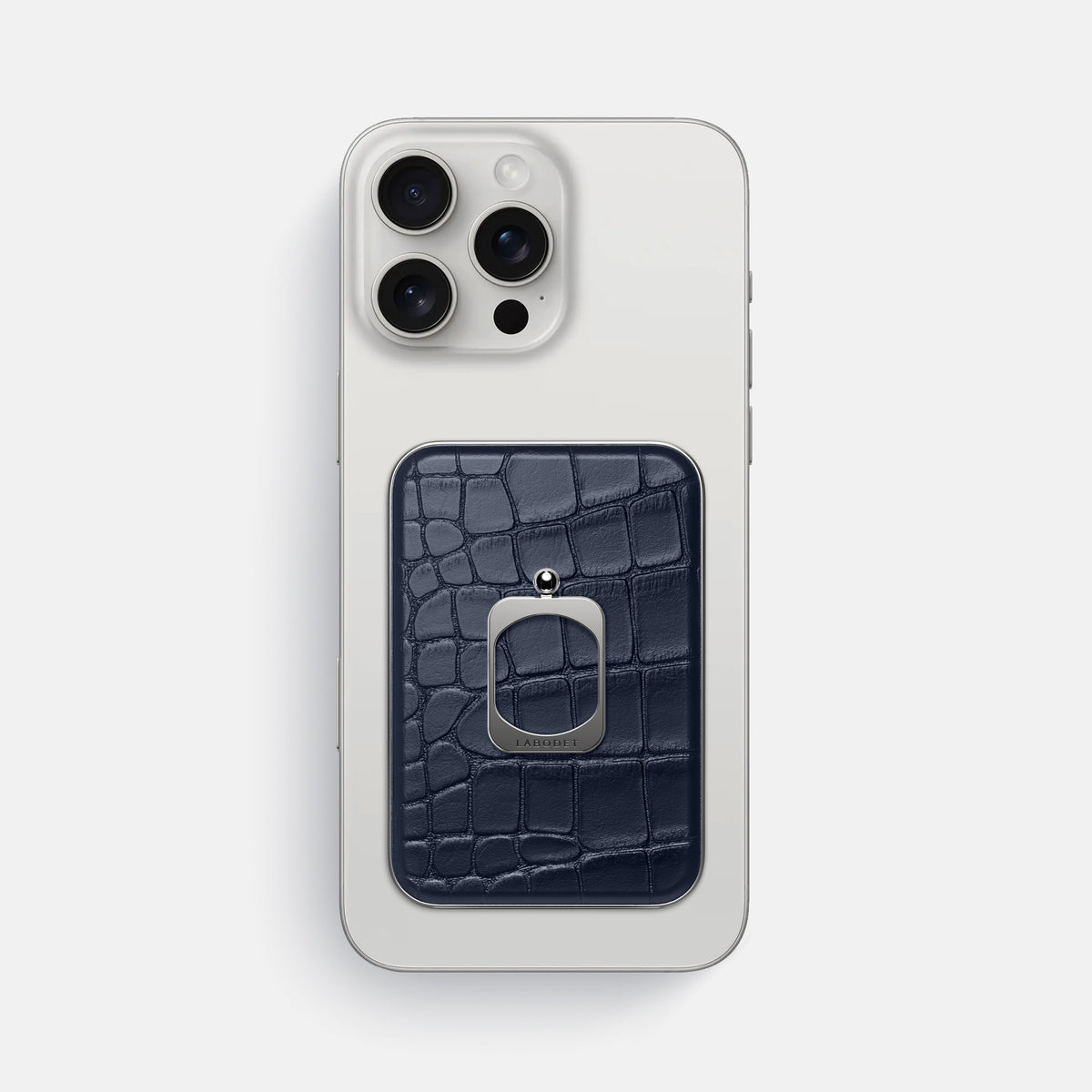 Navy Blue iPhone 16 Pro Max MagSafe Ring Alligator with Steel Metal -2 | Navy-Blue-Steel