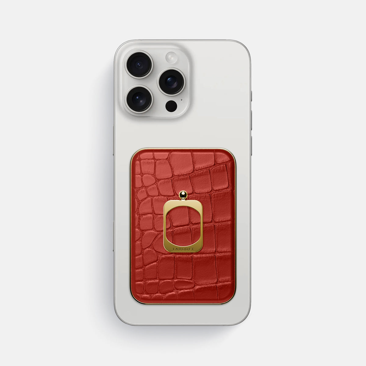 Red iPhone 16 Pro Max MagSafe Ring Alligator with Gold Metal -2 | Red-Gold