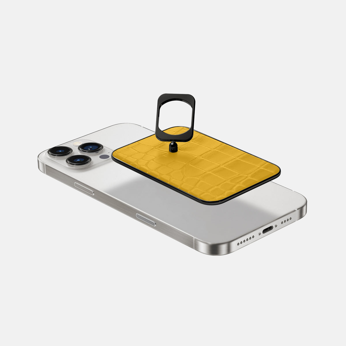 Yellow iPhone 16 Pro Max MagSafe Ring Alligator with Black Metal -4 | Yellow-Black