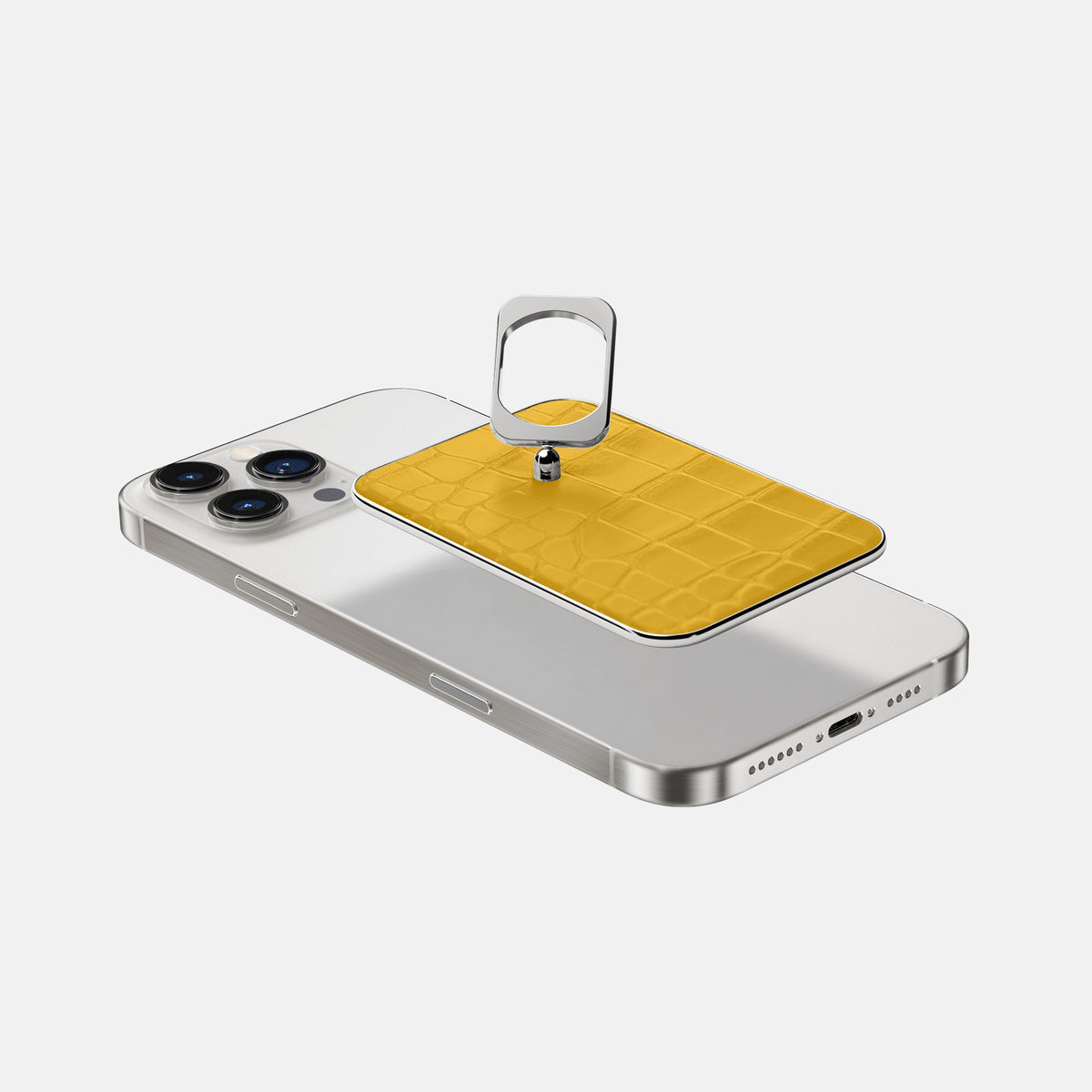 Yellow iPhone 16 Pro Max MagSafe Ring Alligator with Steel Metal -4 | Yellow-Steel