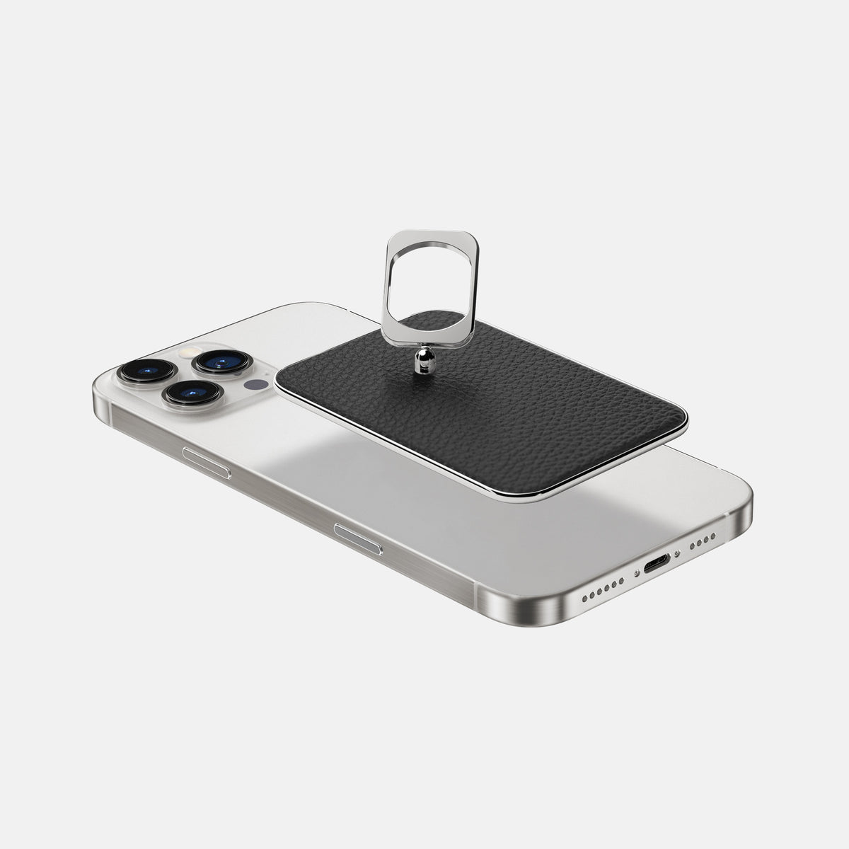 Black iPhone 16 Pro Max MagSafe Ring Calf with Steel Metal -4 | Black-Steel