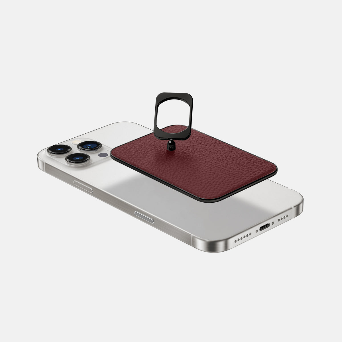 Bordeaux iPhone 16 Pro Max MagSafe Ring Calf with Black Metal -4 | Bordeaux-Black