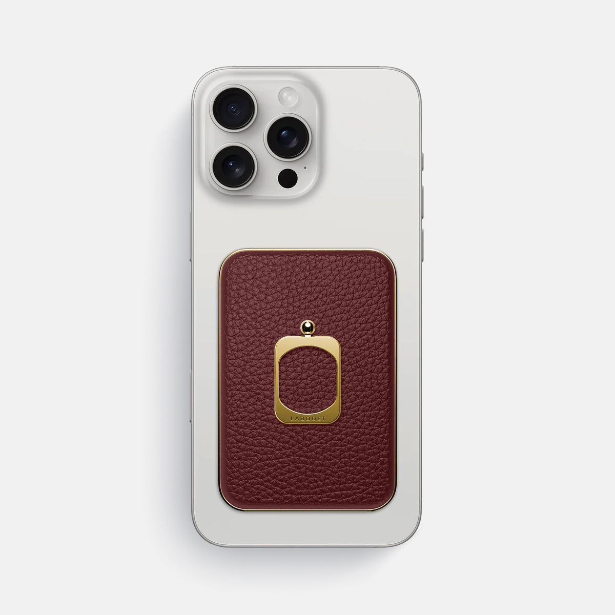 Bordeaux iPhone 16 Pro Max MagSafe Ring Calf with Gold Metal -2 | Bordeaux-Gold