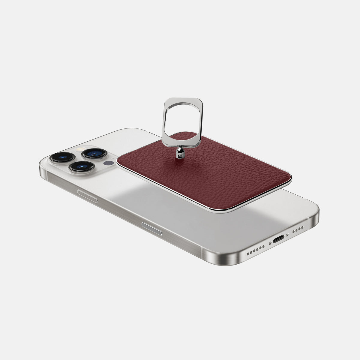 Bordeaux iPhone 16 Pro Max MagSafe Ring Calf with Steel Metal -4 | Bordeaux-Steel