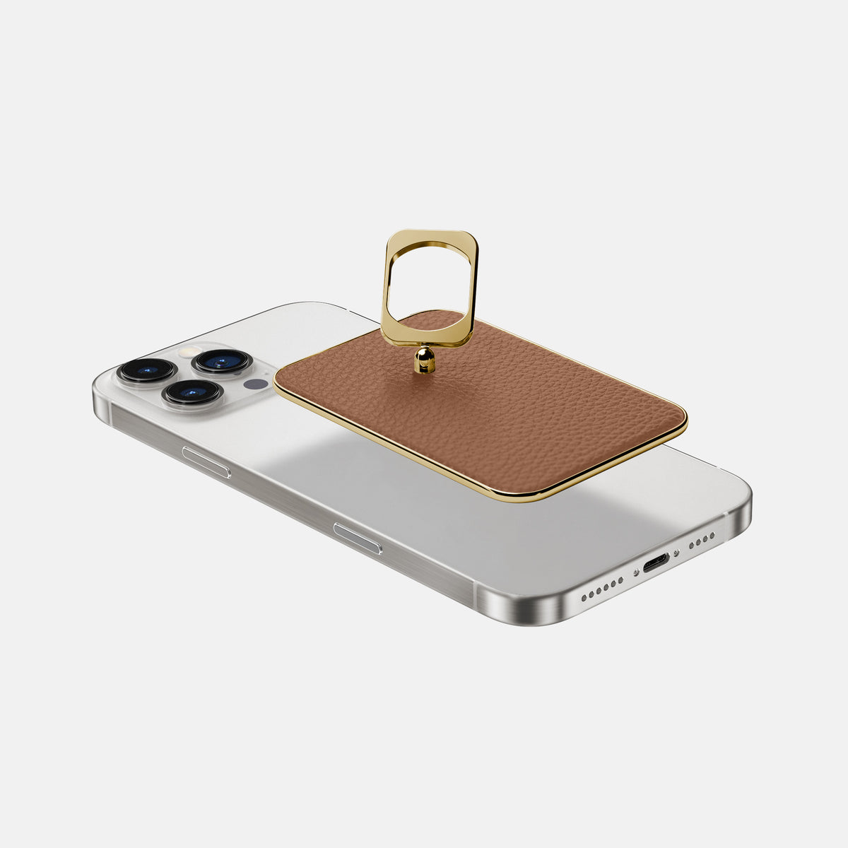 Caramel iPhone 16 Pro Max MagSafe Ring Calf with Gold Metal -4 | Caramel-Gold