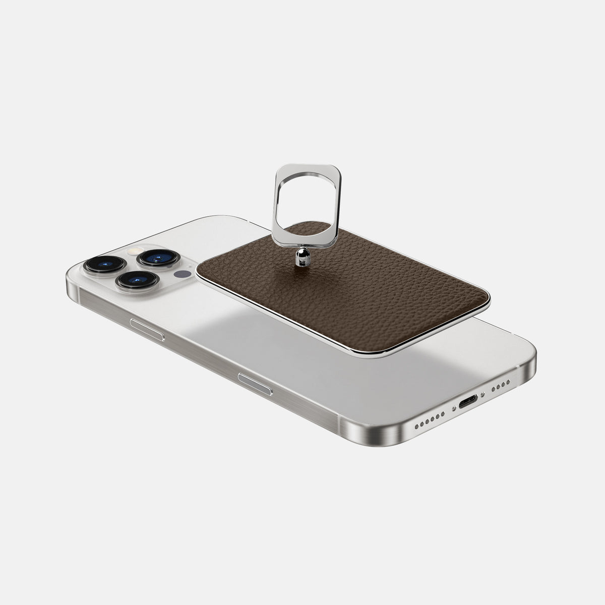 Dark Brown iPhone 16 Pro Max MagSafe Ring Calf with Steel Metal -4 | Dark-Brown-Steel