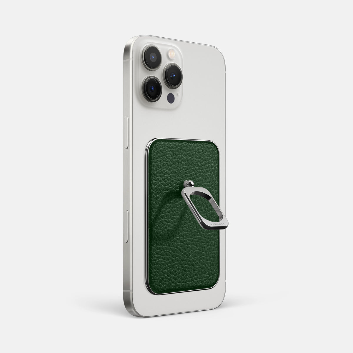 Dark Green iPhone 16 Pro Max MagSafe Ring Calf with Steel Metal -1 | Dark-Green-Steel