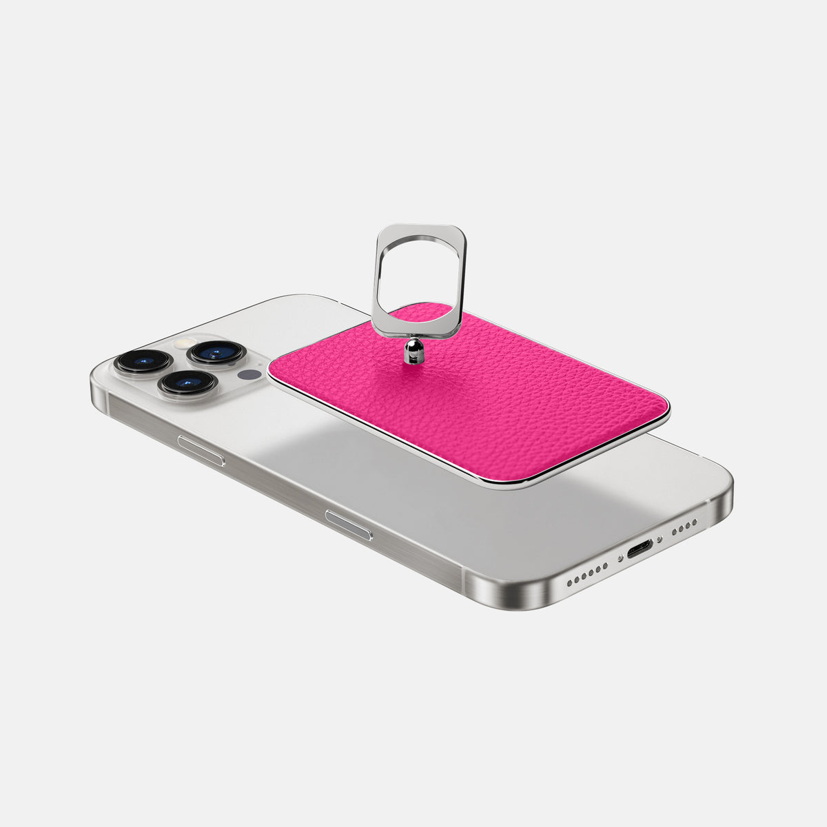 Magenta iPhone 16 Pro Max MagSafe Ring Calf with Steel Metal -4 | Magenta-Steel