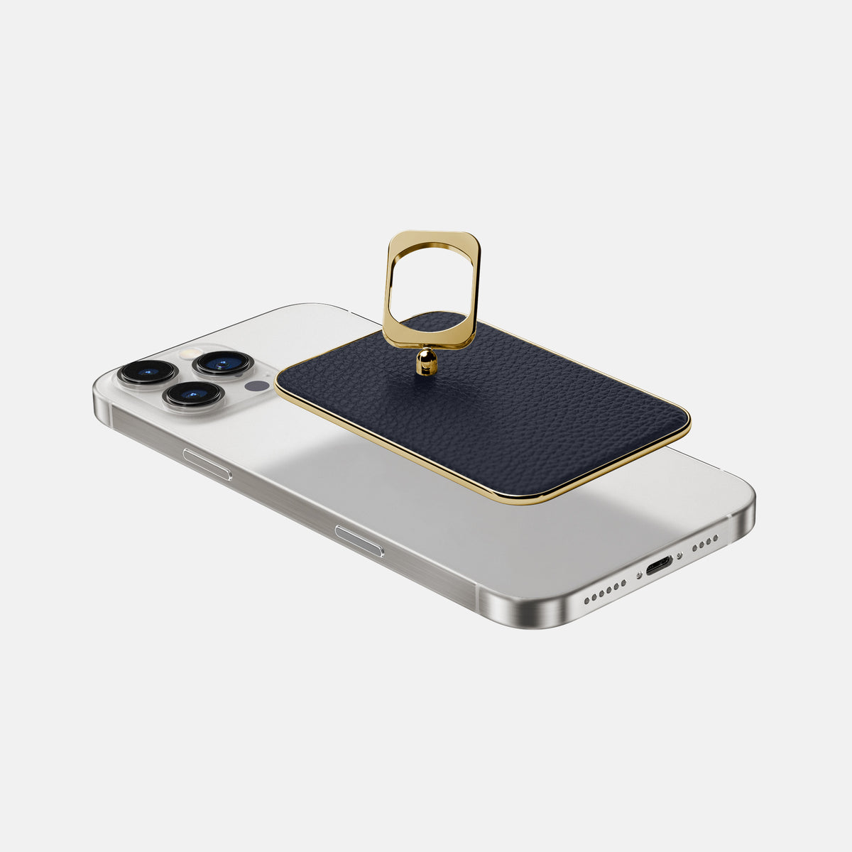 Marine iPhone 16 Pro Max MagSafe Ring Calf with Gold Metal -4 | Marine-Gold