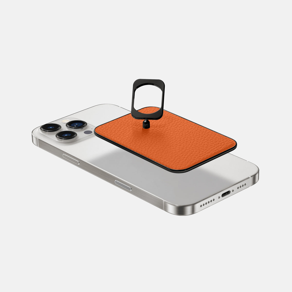 Orange iPhone 16 Pro Max MagSafe Ring Calf with Black Metal -4 | Orange-Black