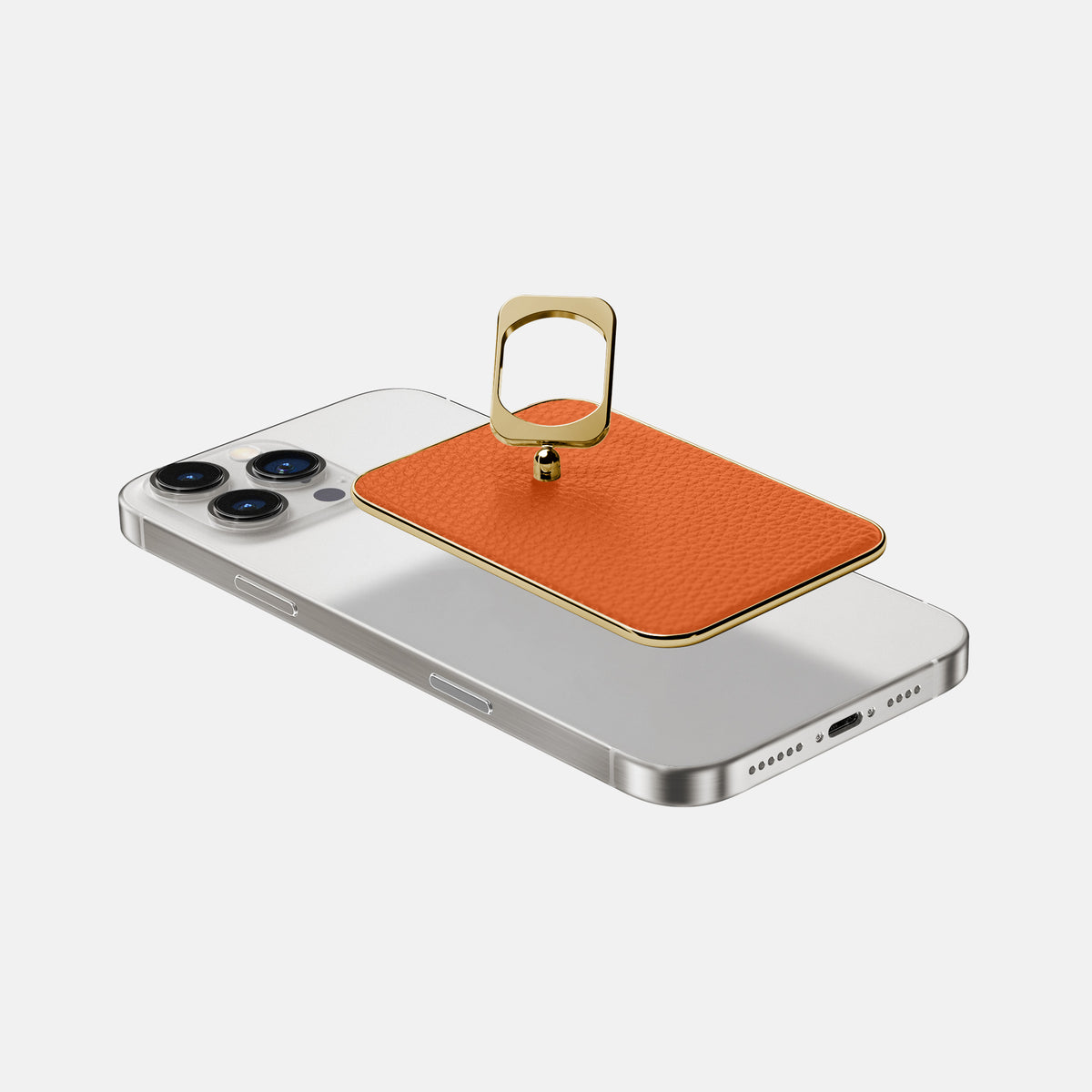 Orange iPhone 16 Pro Max MagSafe Ring Calf with Gold Metal -4 | Orange-Gold