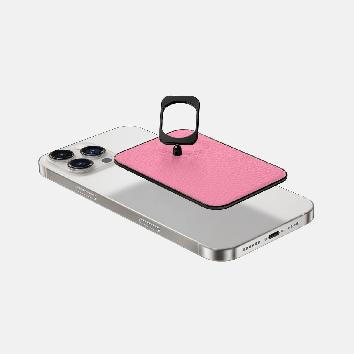 Pink iPhone 16 Pro Max MagSafe Ring Calf with Black Metal -4 | Pink-Black