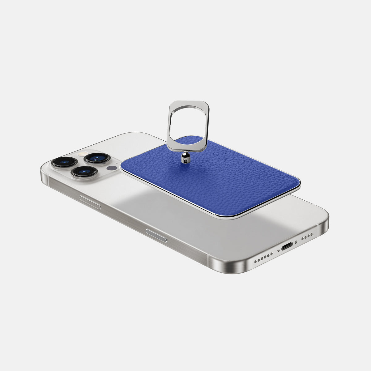 Royal Blue iPhone 16 Pro Max MagSafe Ring Calf with Steel Metal -4 | Royal-Blue-Steel