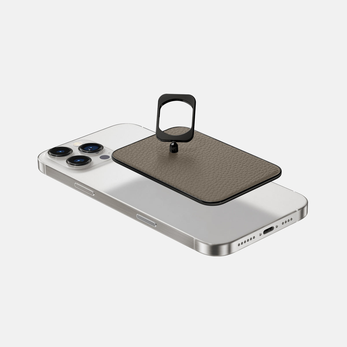 Taupe iPhone 16 Pro Max MagSafe Ring Calf with Black Metal -4 | Taupe-Black