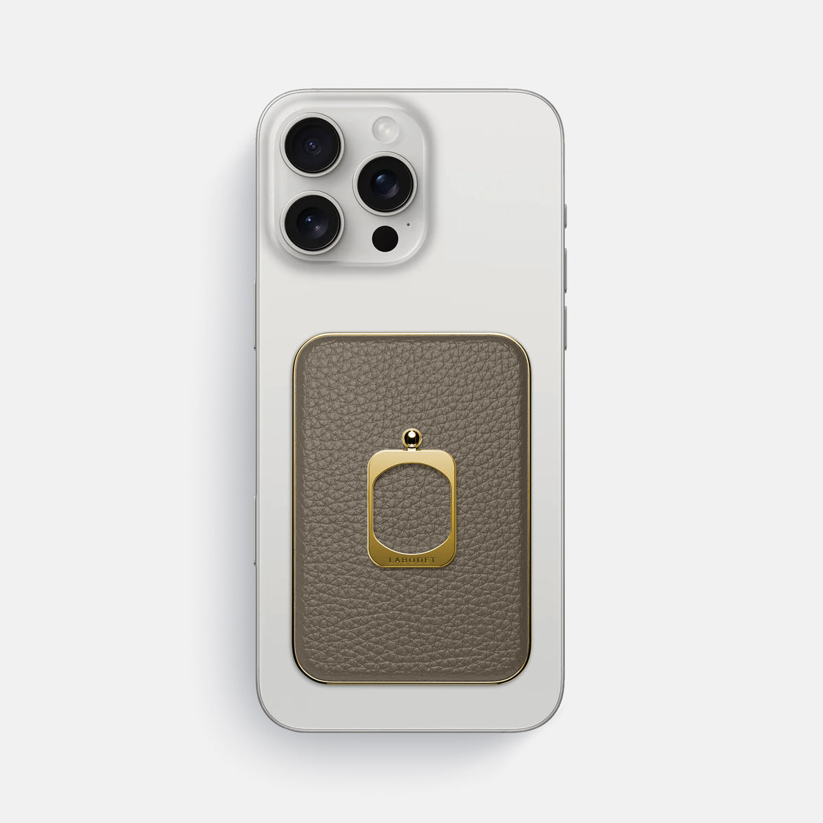 Taupe iPhone 16 Pro Max MagSafe Ring Calf with Gold Metal -2 | Taupe-Gold