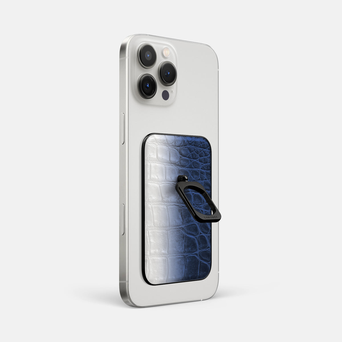 Navy Blue iPhone 16 Pro Max MagSafe Ring Himalayan Crocodile with Black Metal -1 | Navy-Blue-Black