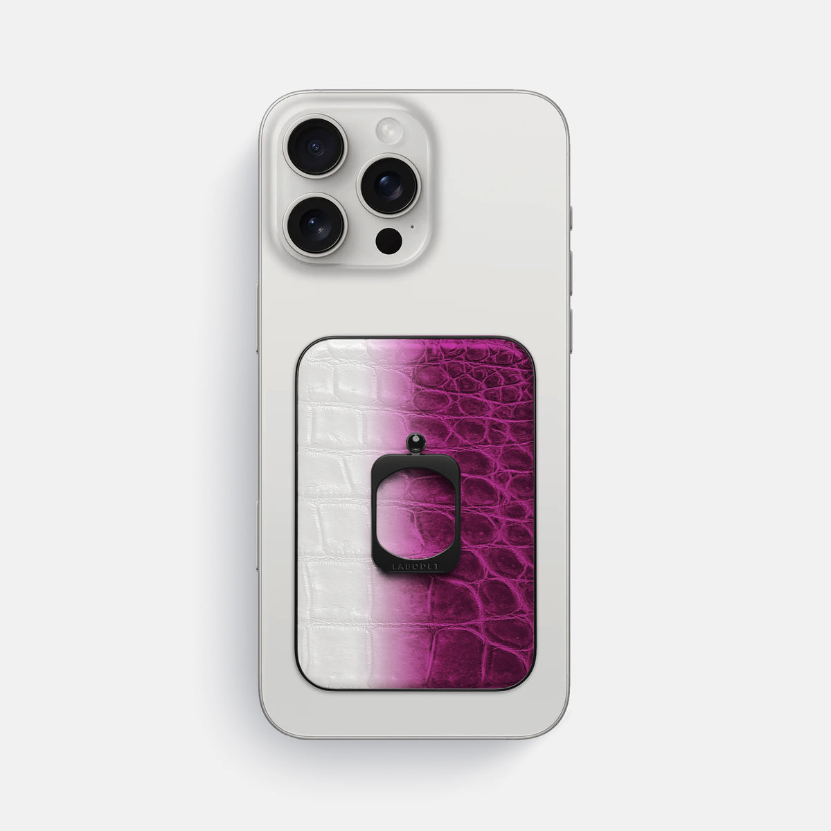 Fuchsia iPhone 16 Pro Max MagSafe Ring Himalayan Crocodile with Black Metal -2 | Fuchsia-Black